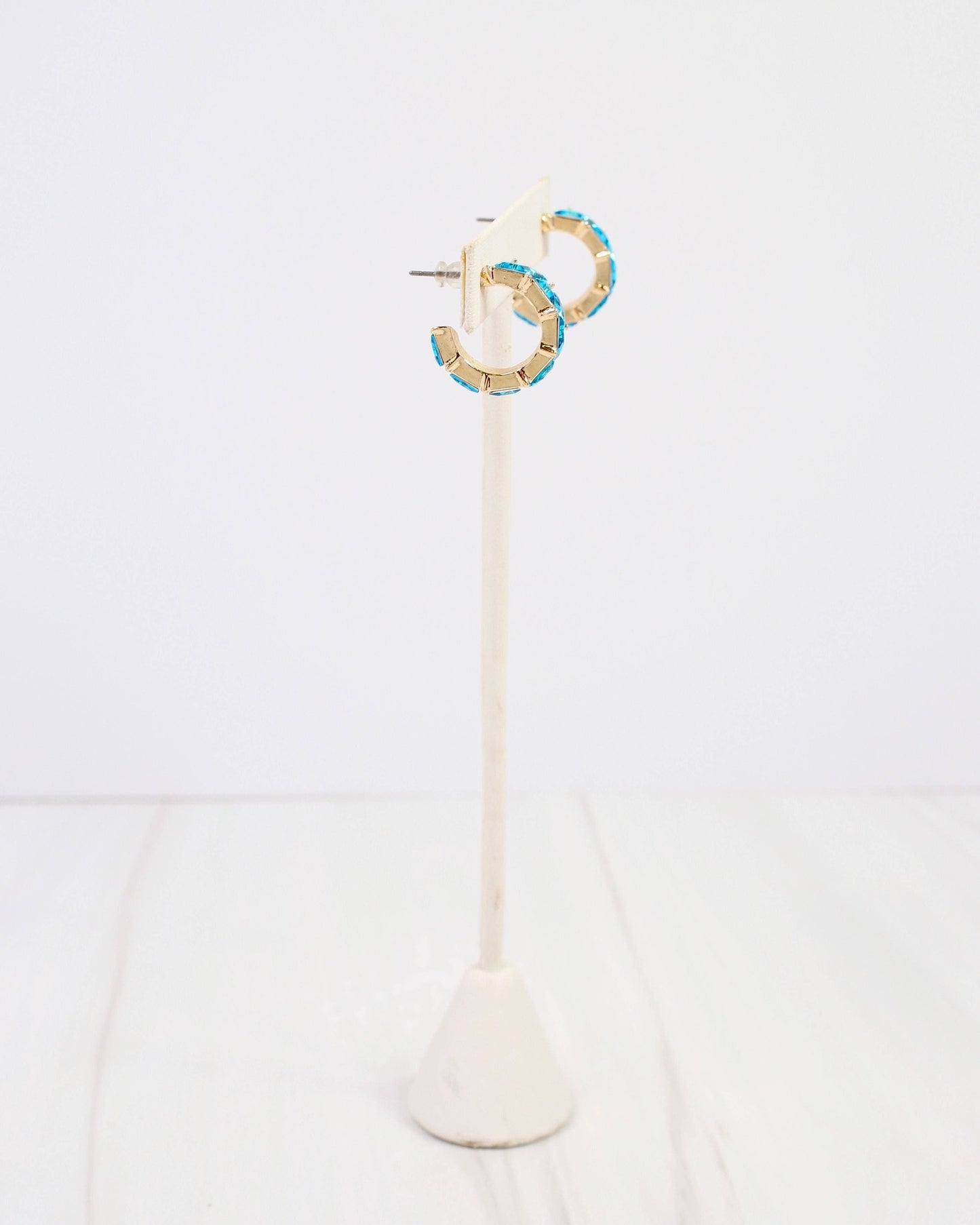 Rome Triangle Stone Hoop Earring Blue