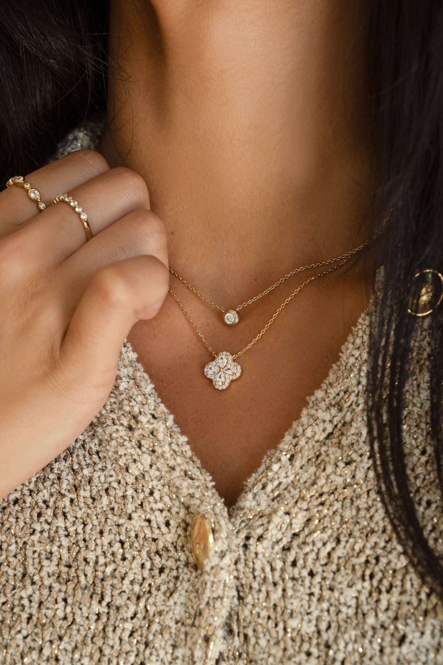 Pear Four Leaf Clover Necklace