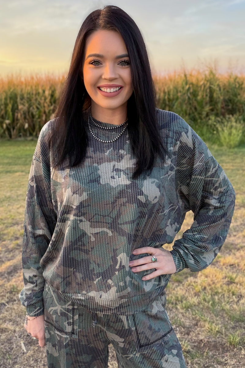 Canyon Camo Sweater Top