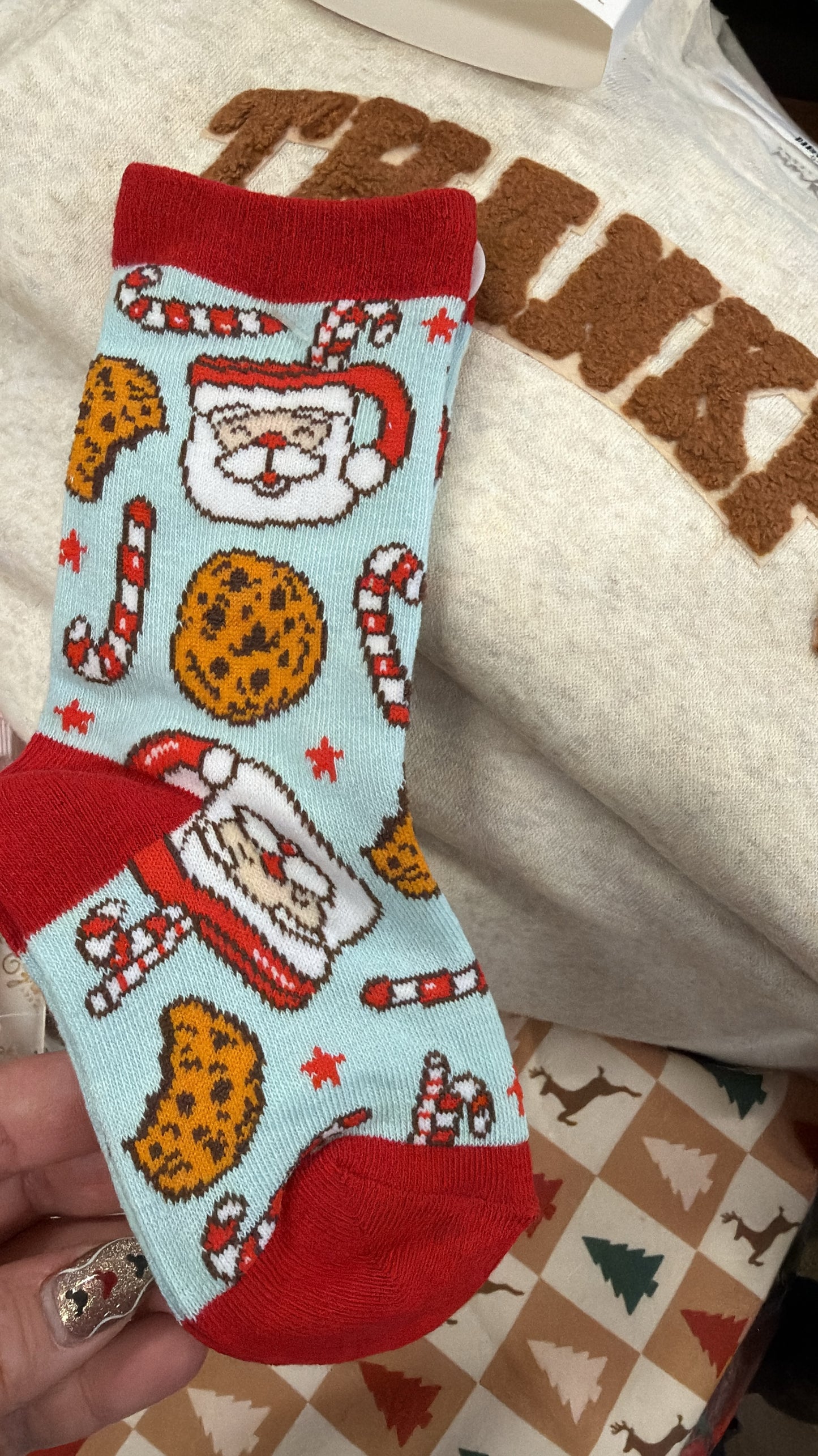 Kids Christmas Cookies Tall Sock