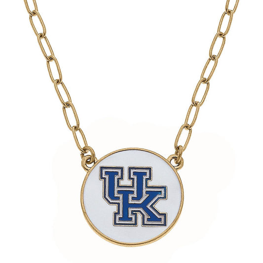 Kentucky Wildcats Enamel Disc Pendant Necklace in White