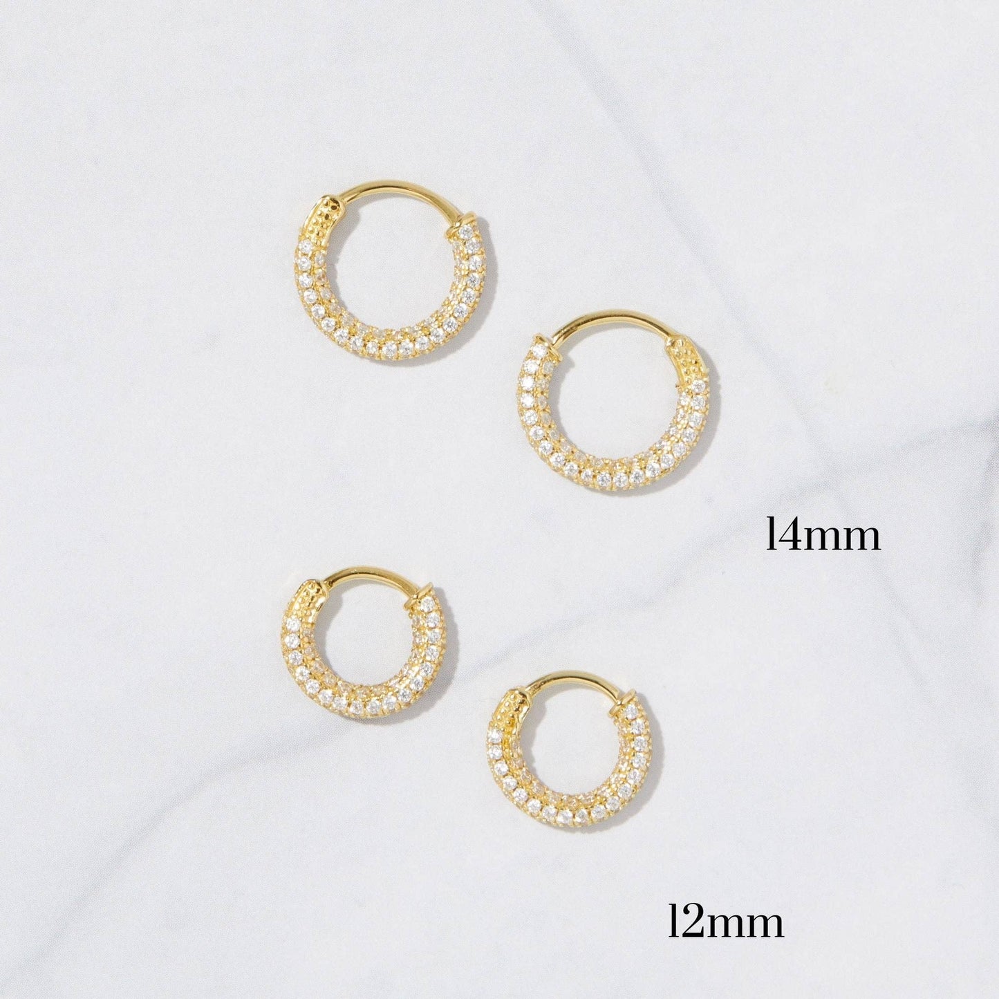 12mm Pavé Hoop Earrings