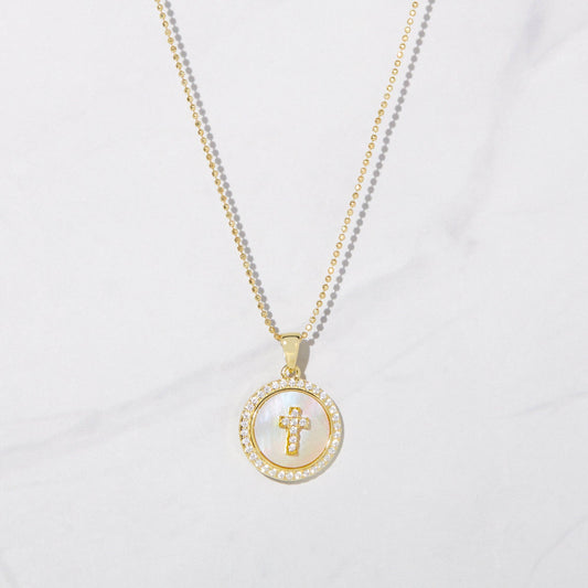 Mother of Pearl Cross Necklace