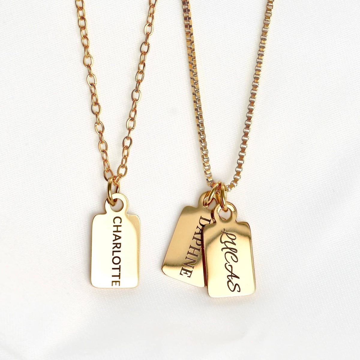 Custom Tag Charm Necklace - Multiple Bar Family Necklace