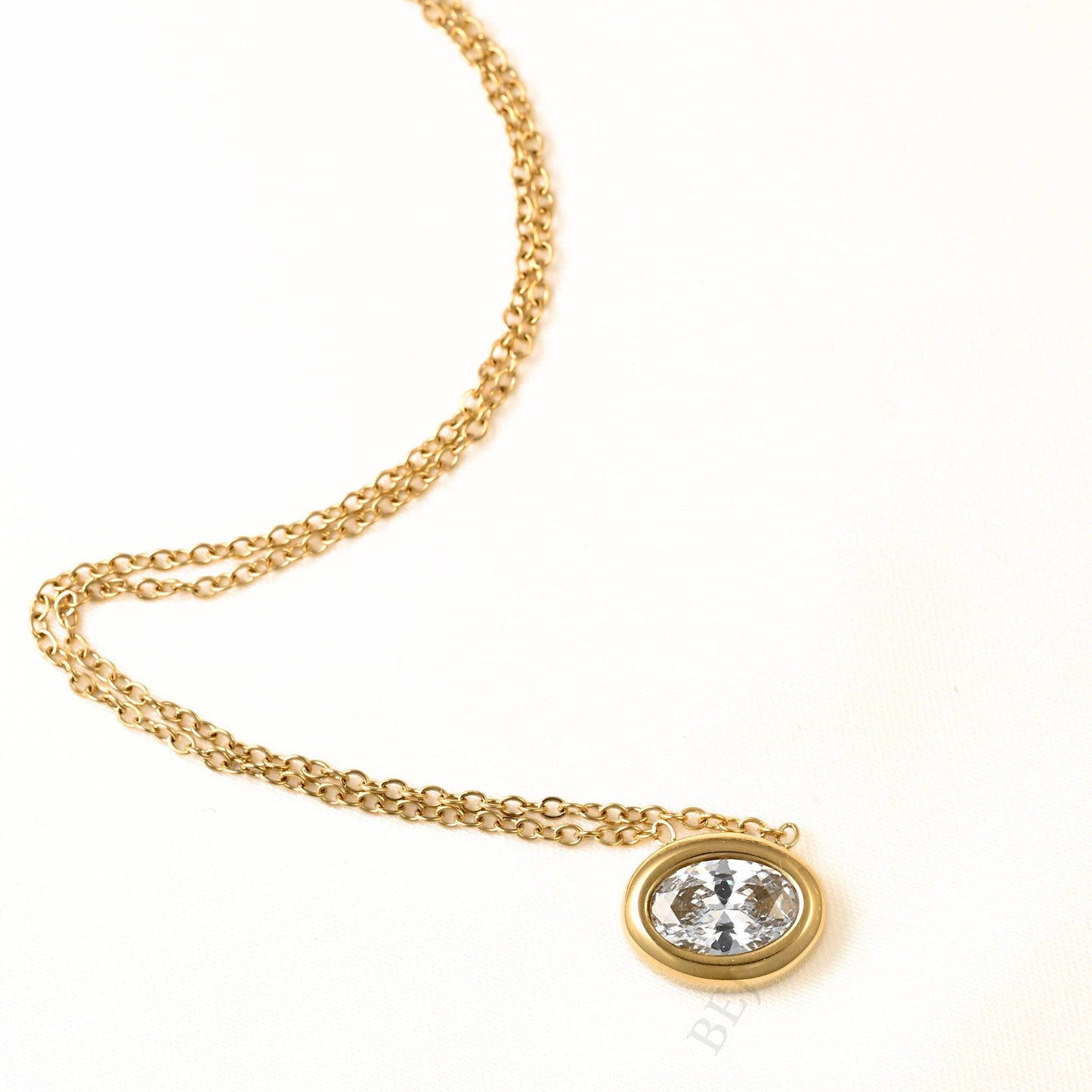 Geometric Gold Diamond Pendant Necklaces - Stainless Steel
