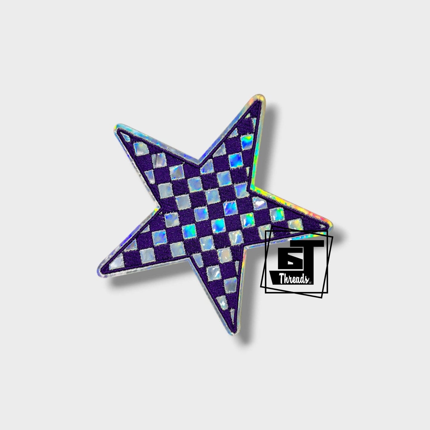 Metallic Checkered Stars....Cap Patches Only