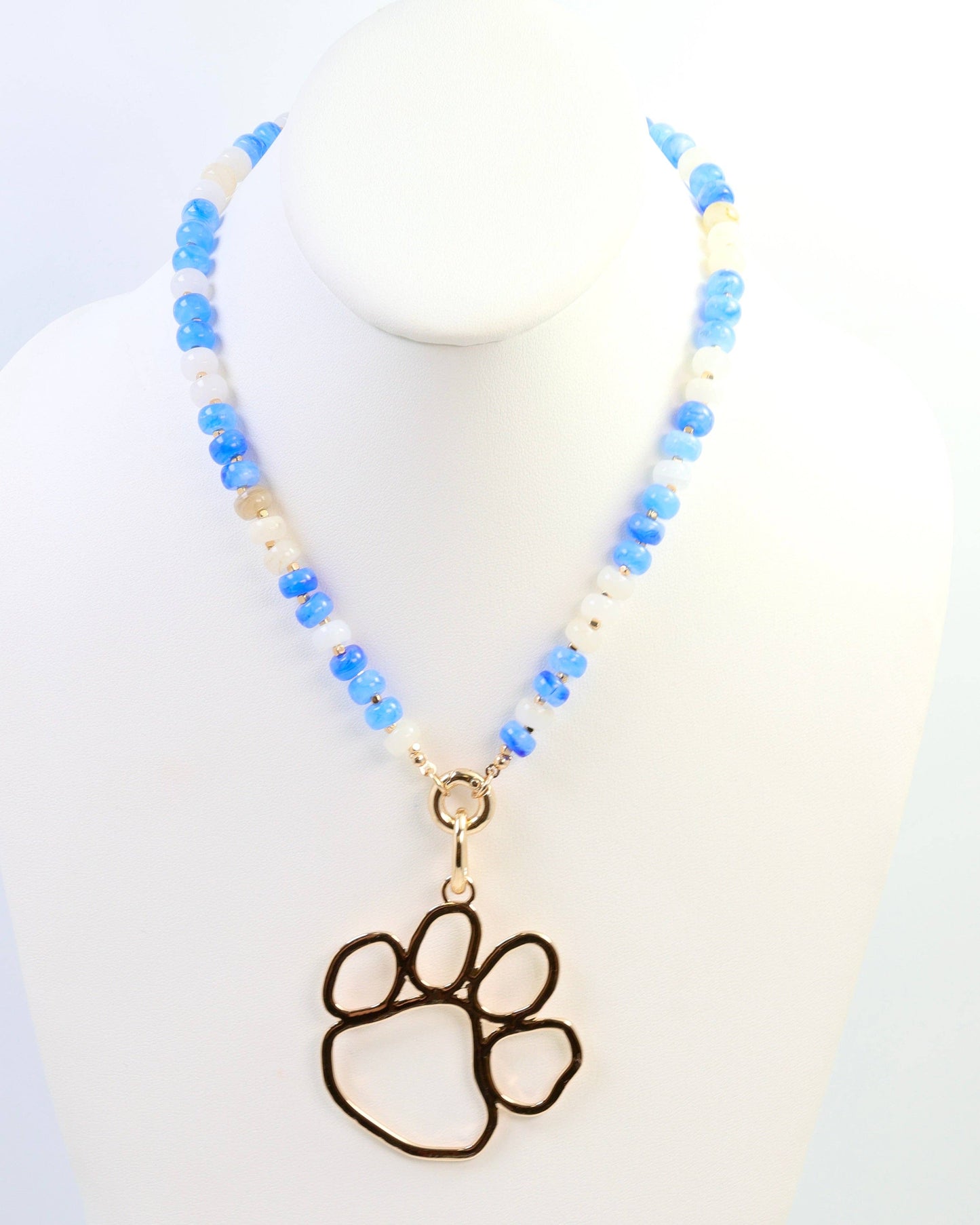 McLane Stone Necklace with Toggle Blue White