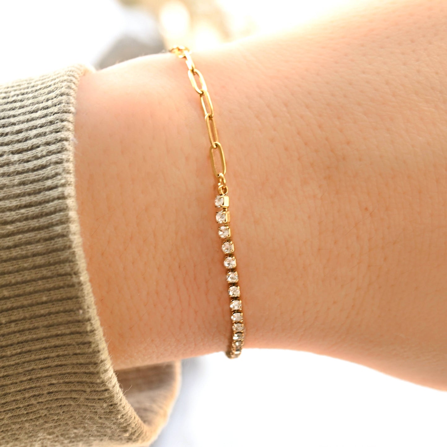 18k Gold Bracelets - Gold Beaded, Paperclip, Tennis Bracelet