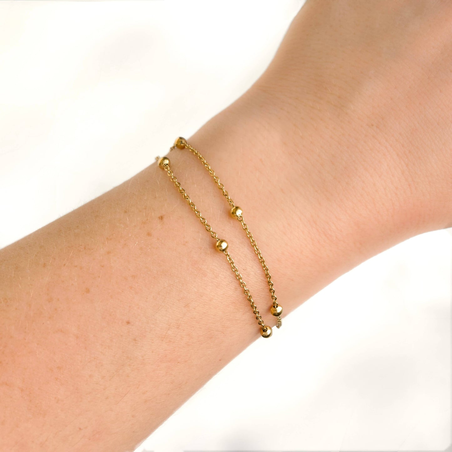 Everyday Stacking Bracelets - Stainless Steel Gold Chains