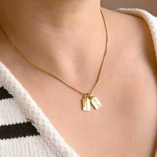 Custom Tag Charm Necklace - Multiple Bar Family Necklace