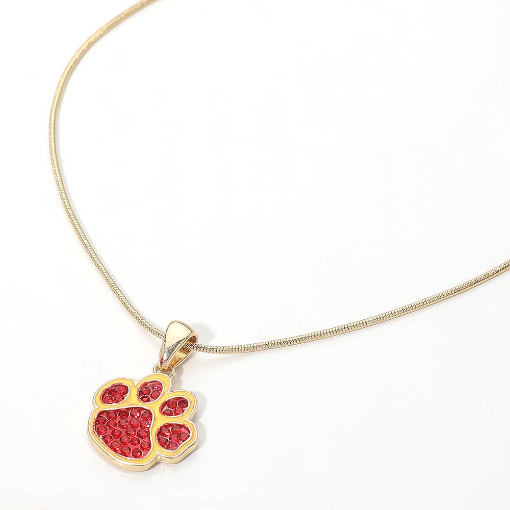 Game Day Football Paw Print Pendant Necklace