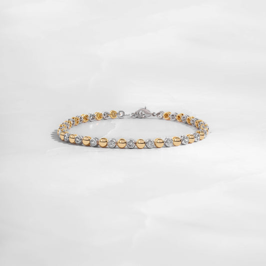 Two-Tone Bead & Bezel Tennis Bracelet