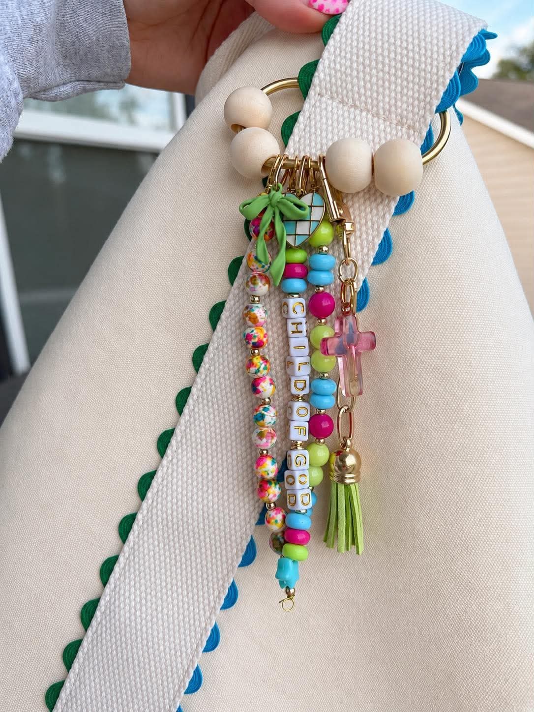 Large Beaded Carabiner Bag Charm