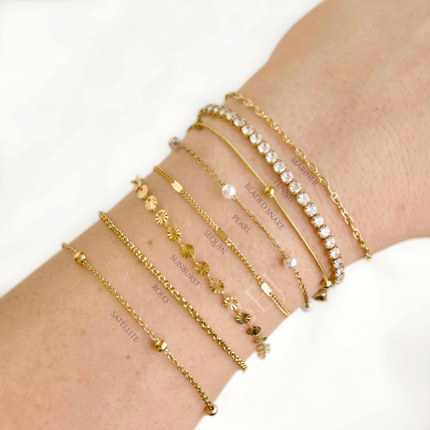 Everyday Stacking Bracelets - Stainless Steel Gold Chains