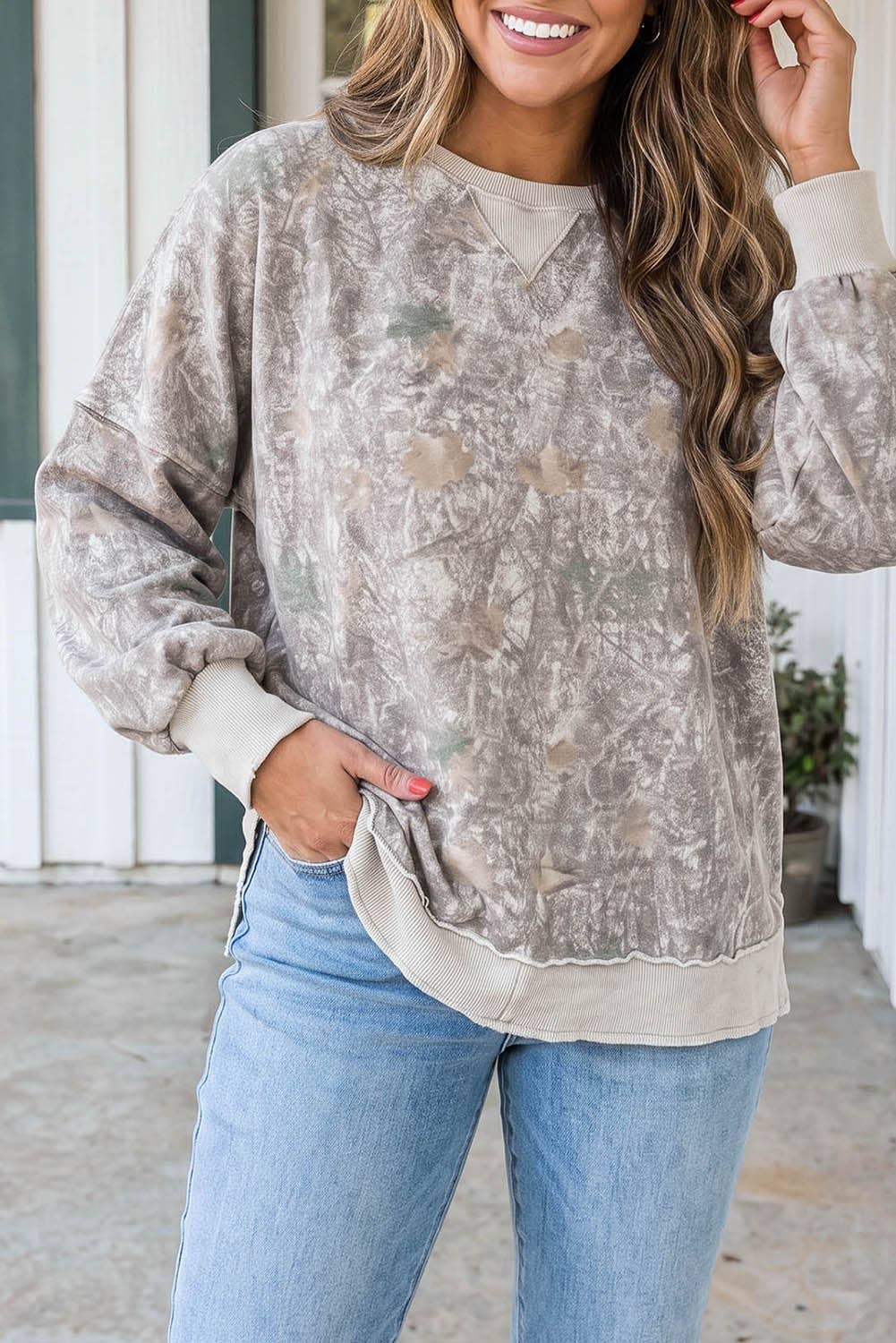 Camouflage Print Shift Plus Size Sweatshirt (1X-4X)