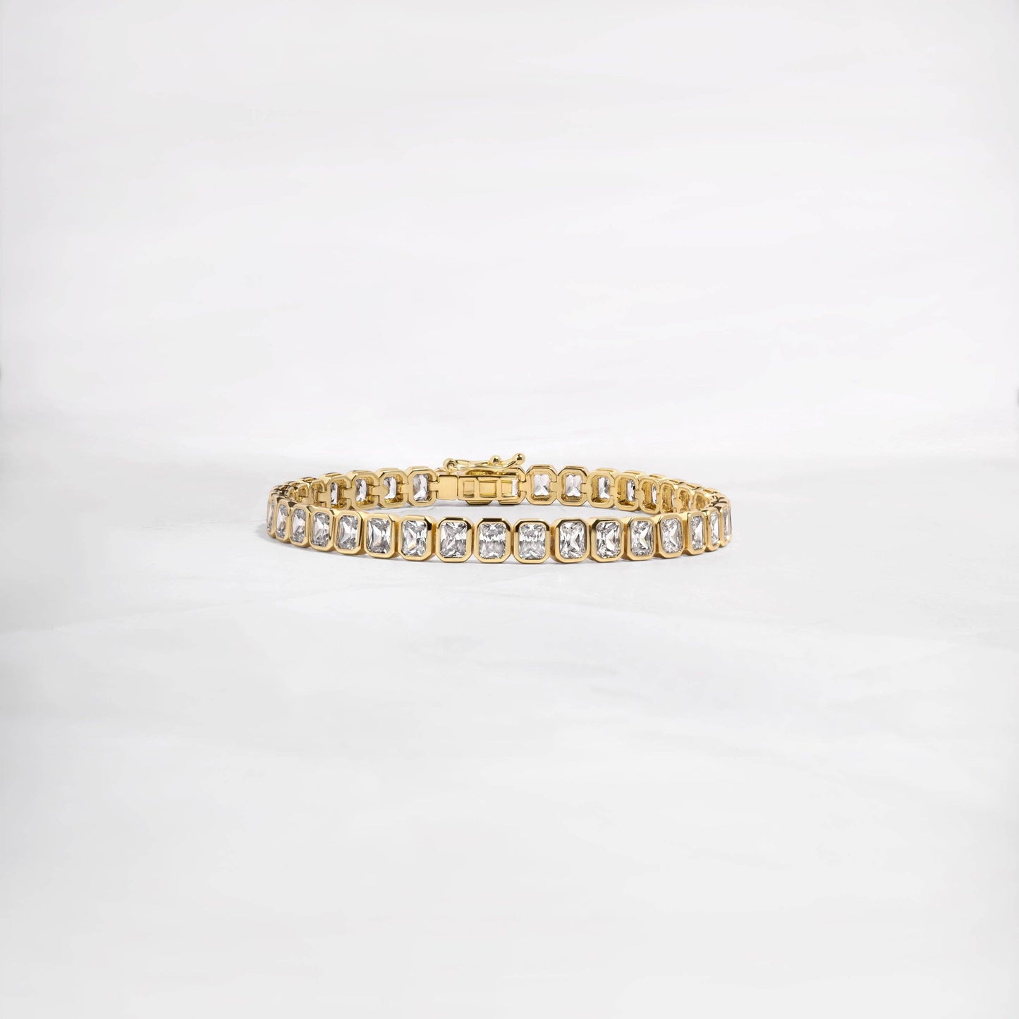 Emerald-Cut Bezel Tennis Bracelet