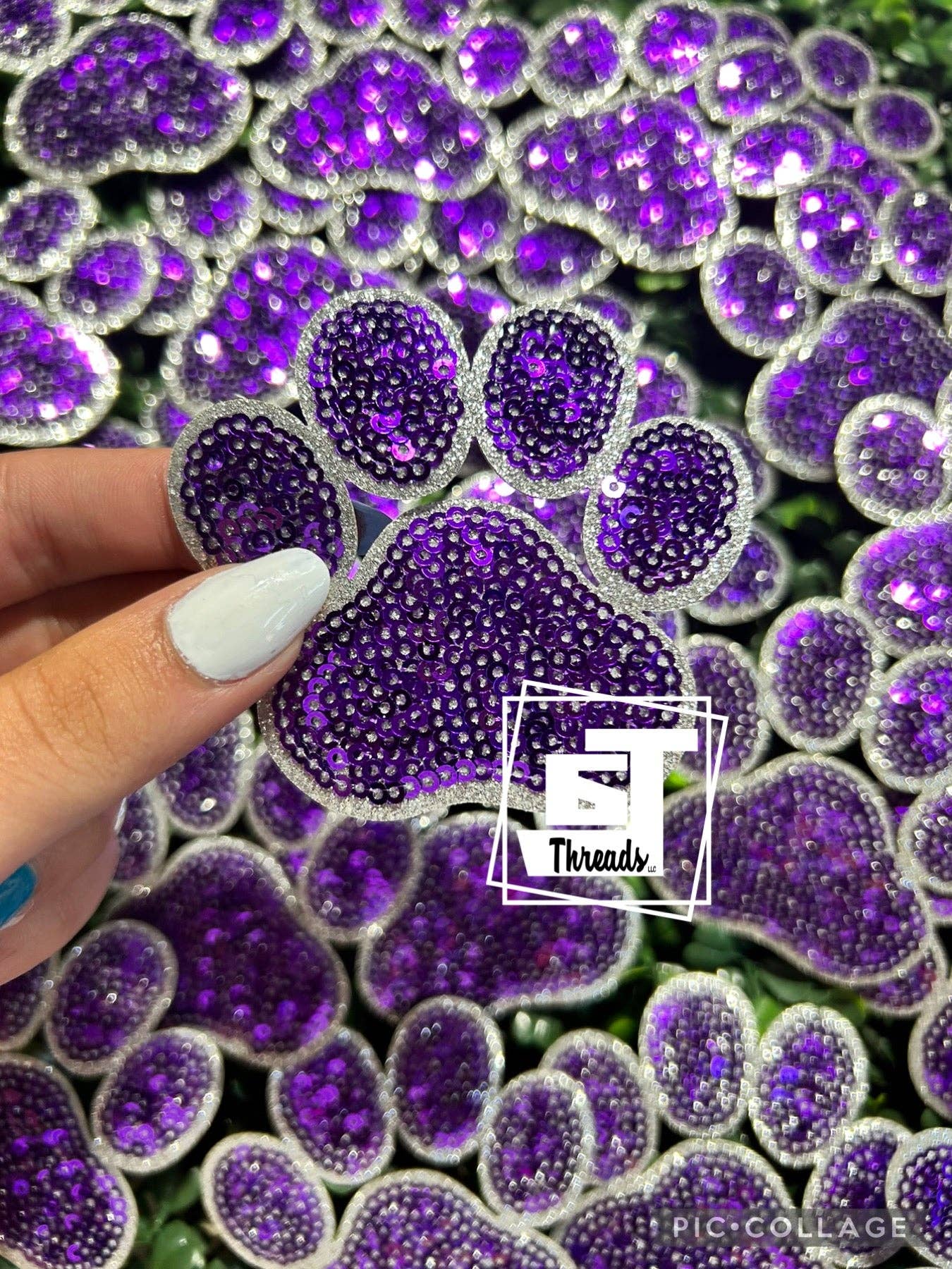 Sequin Paw Print Cap Patches