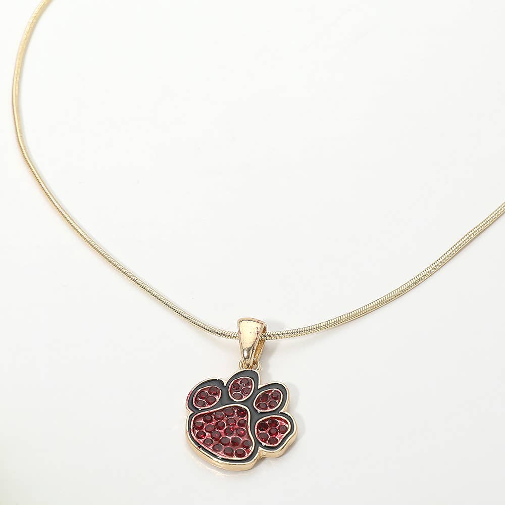 Game Day Football Paw Print Pendant Necklace
