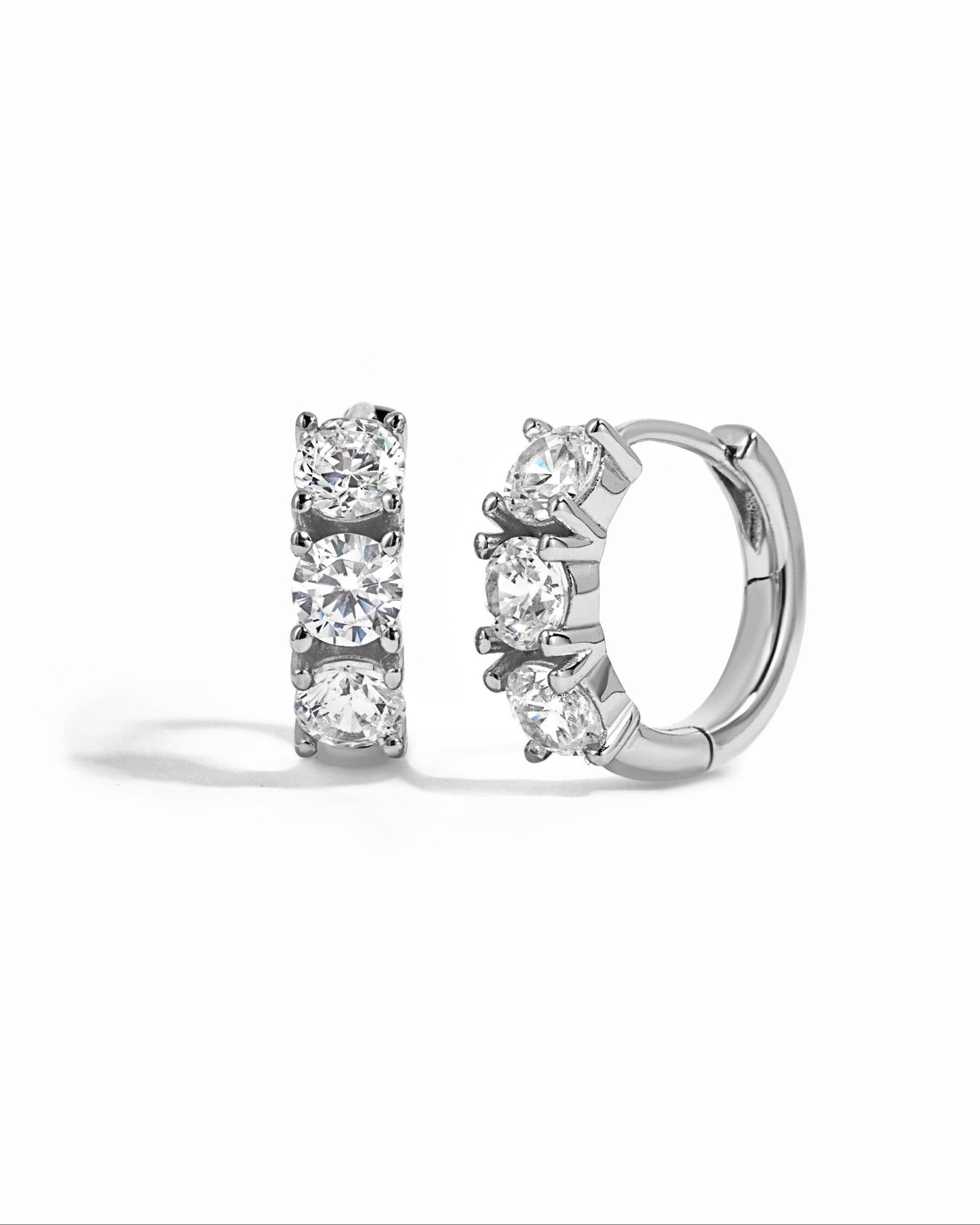 Bella 3 Stone Huggie Hoops