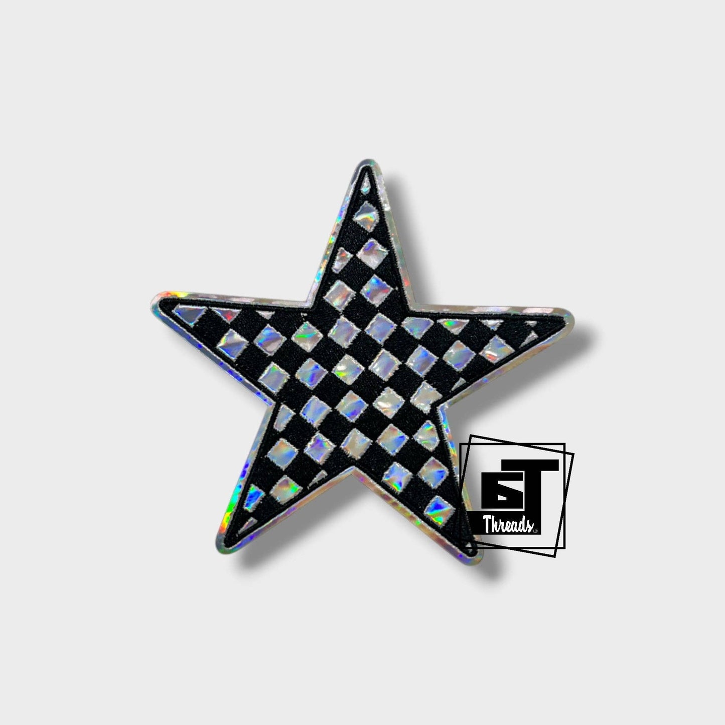 Metallic Checkered Stars....Cap Patches Only