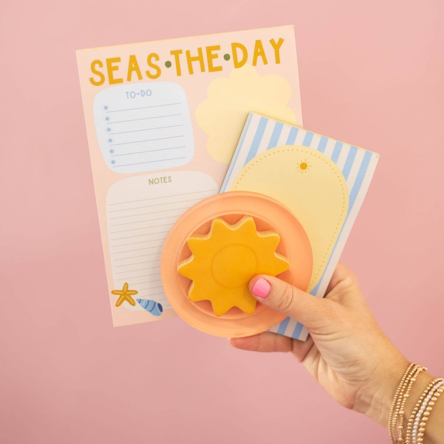 Sunny Striped Coastal-Inspired 4x6 Notepad