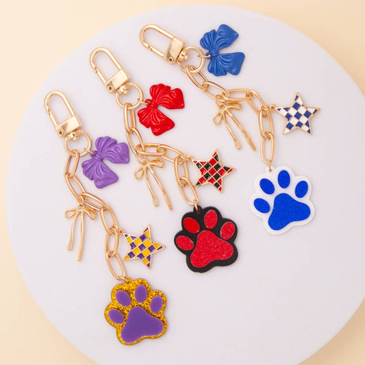 Bag Charm Keychain with Glitter Paw Print
