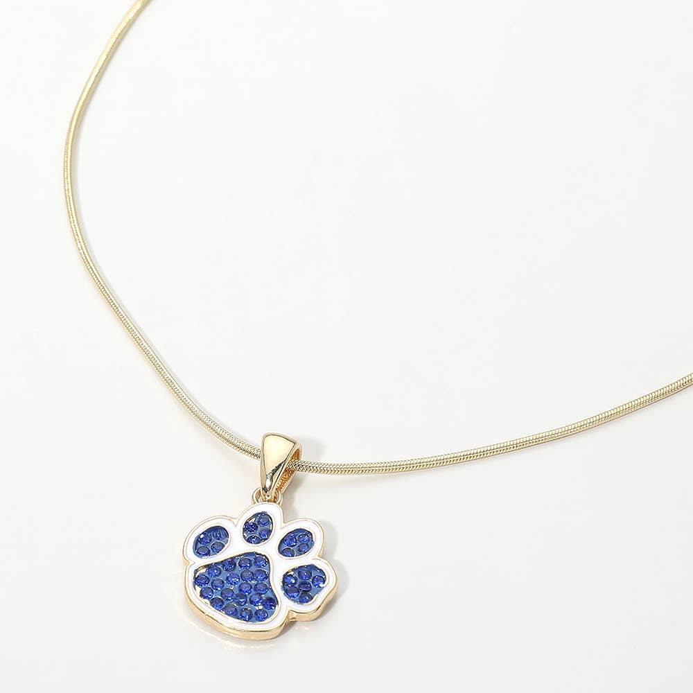Game Day Football Paw Print Pendant Necklace