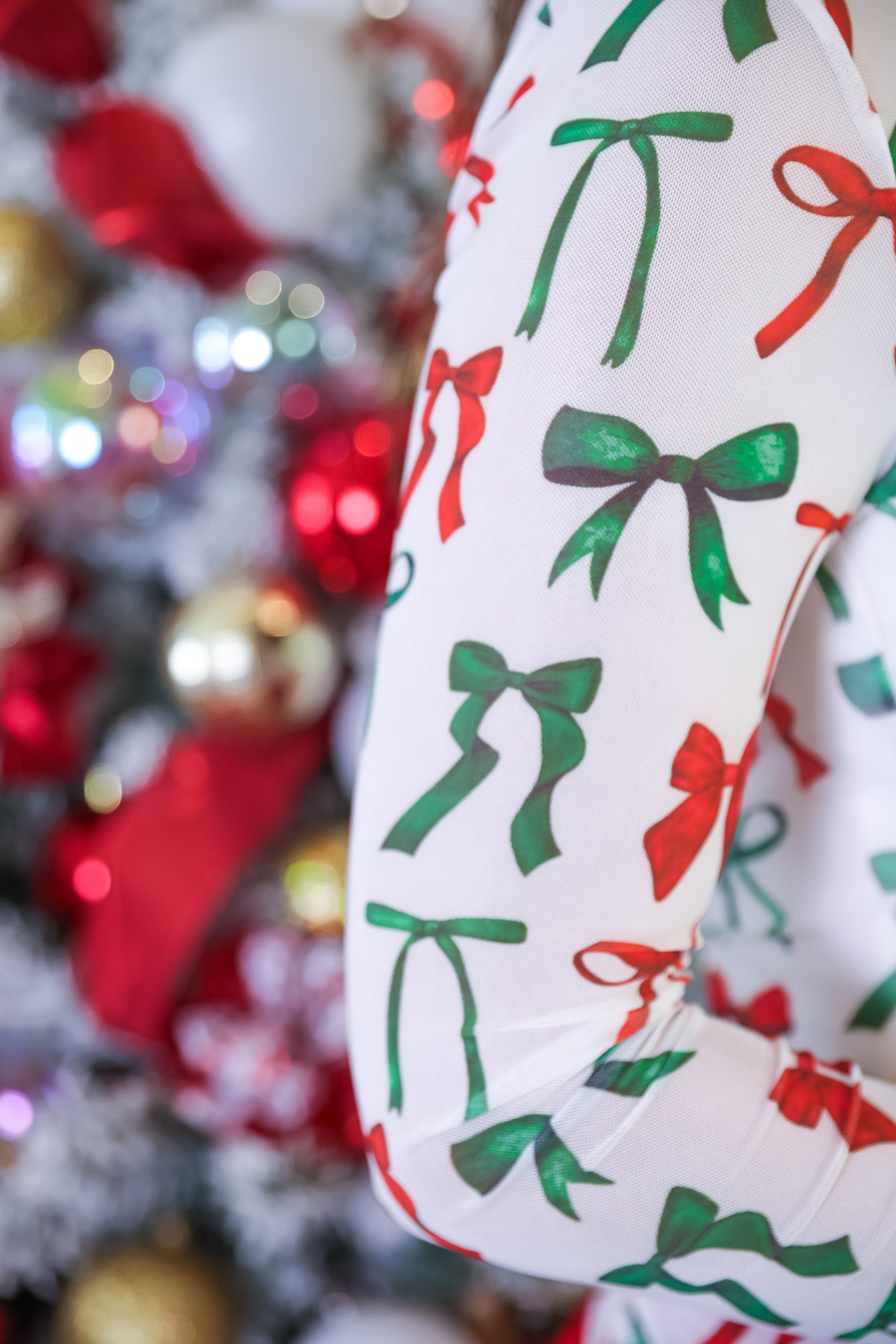 Keigan Mesh Top- Midnight Bow Christmas Edition