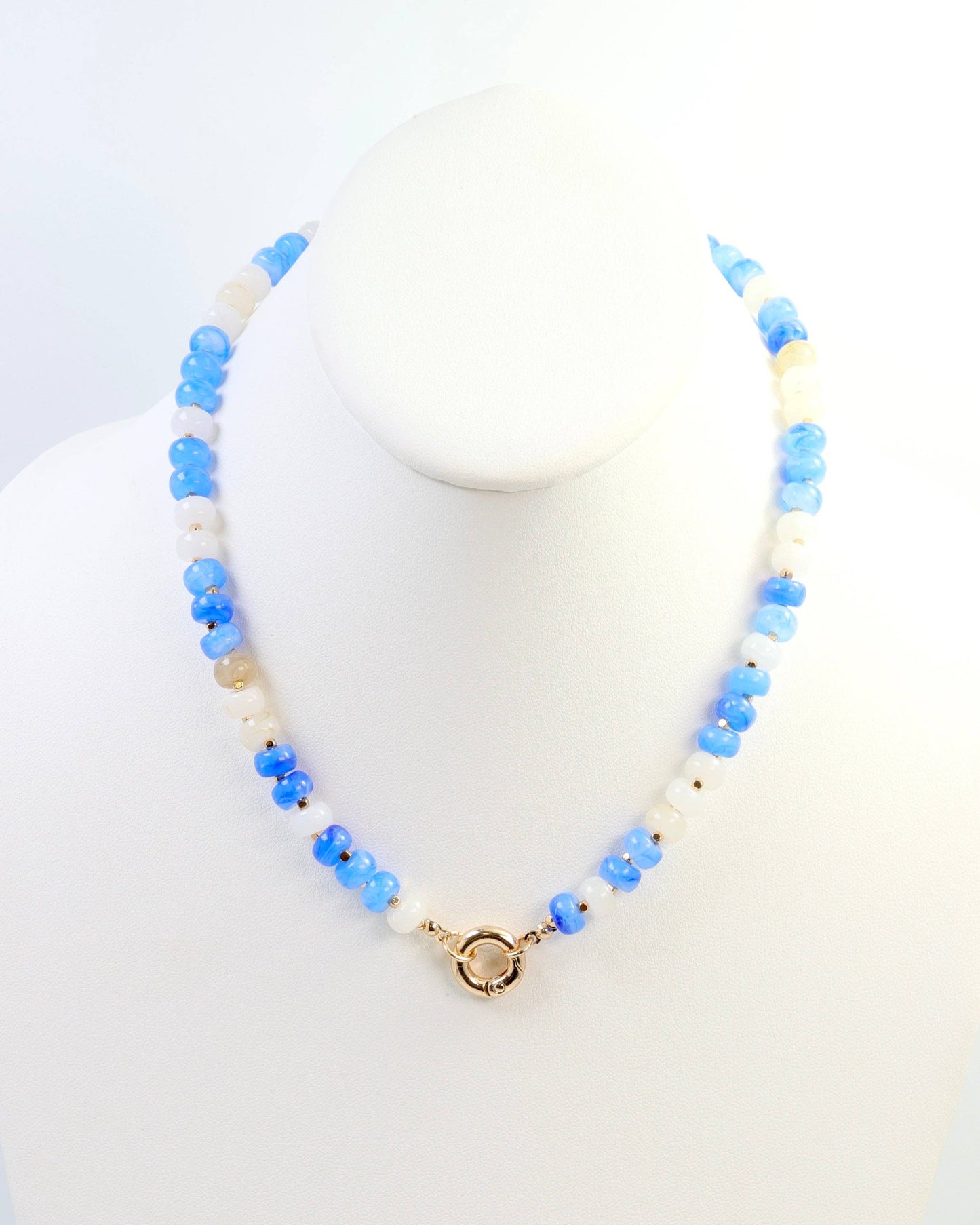McLane Stone Necklace with Toggle Blue White