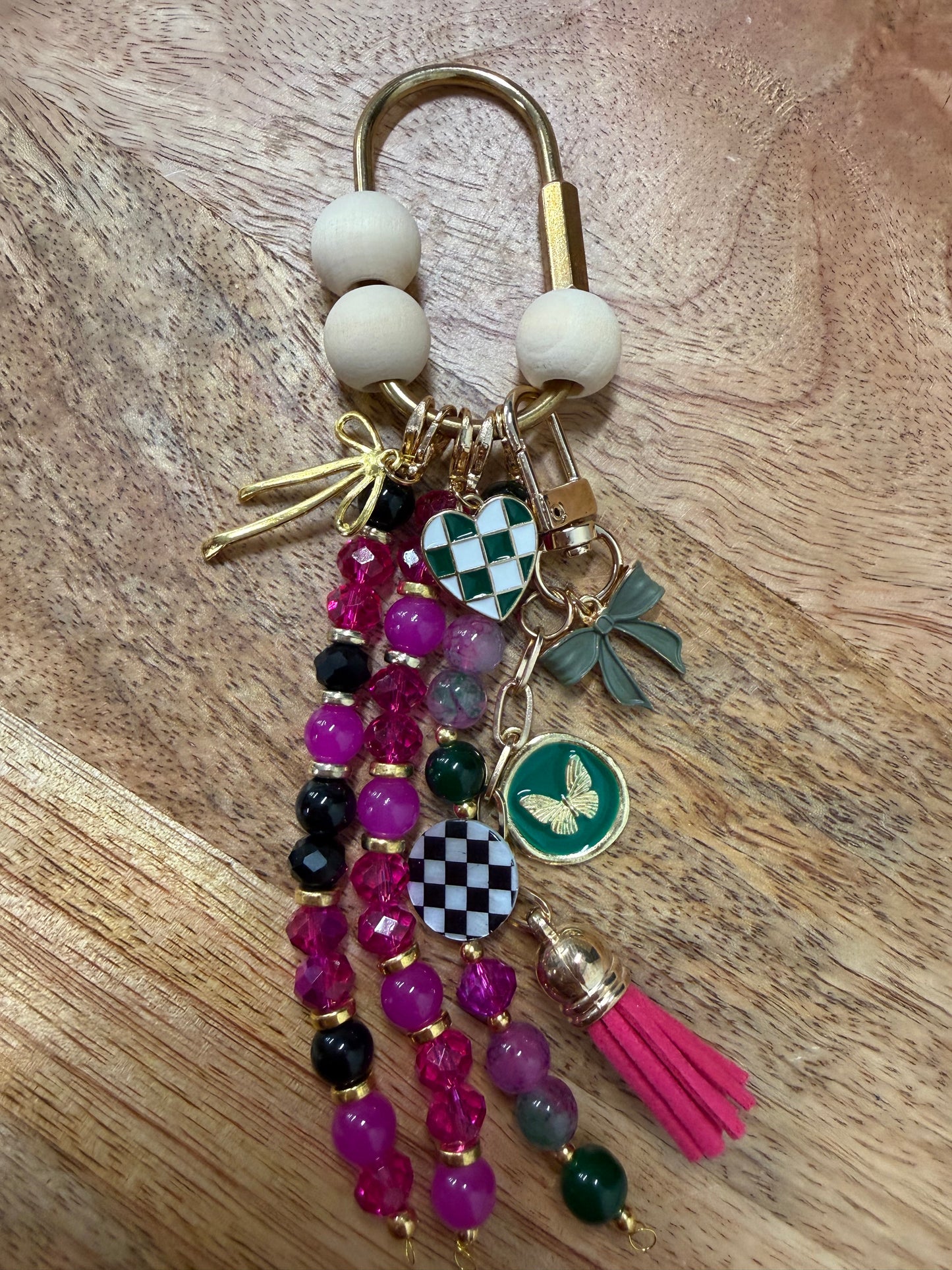 Large Beaded Carabiner Bag Charm