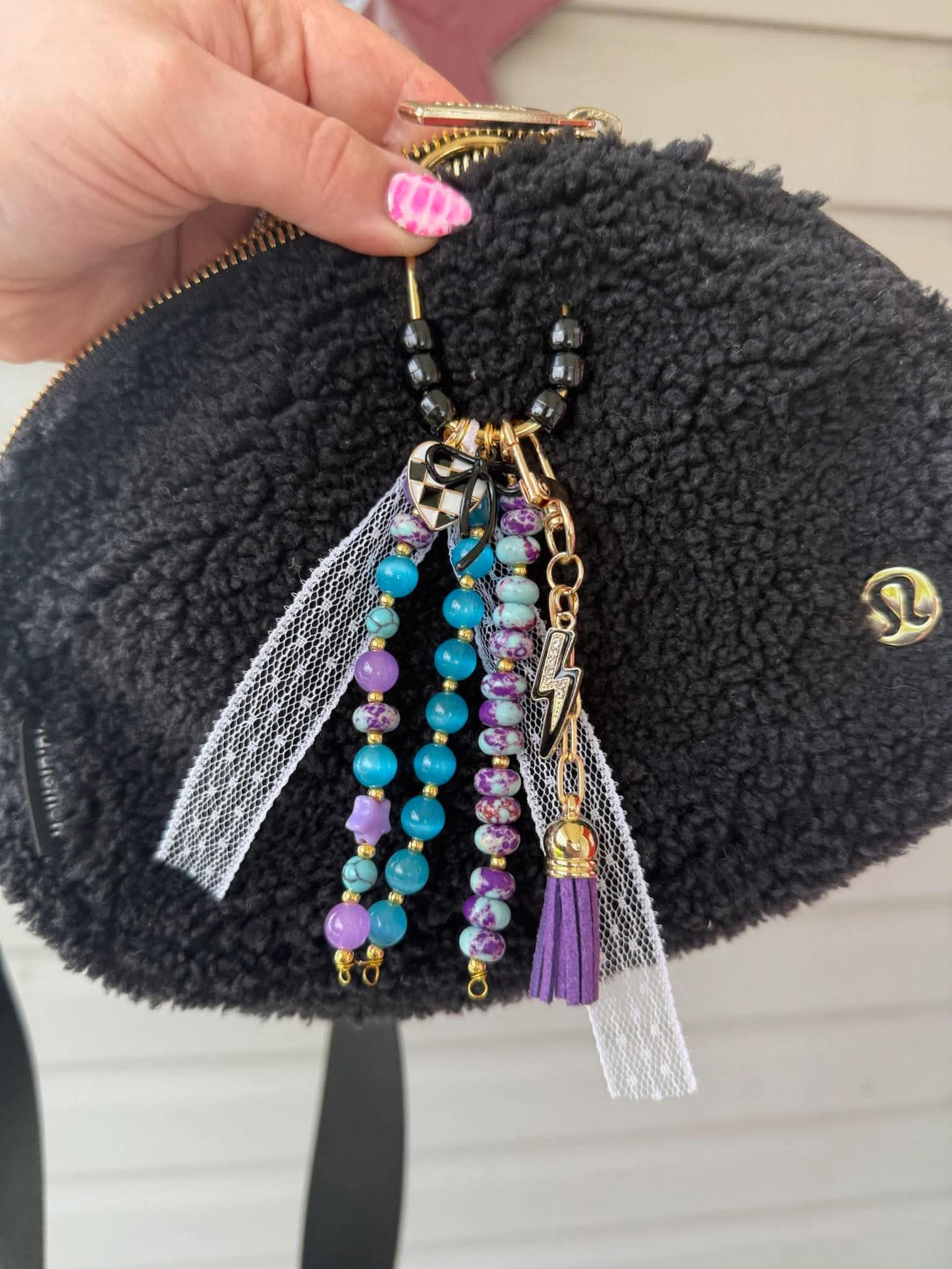 Large Beaded Carabiner Bag Charm
