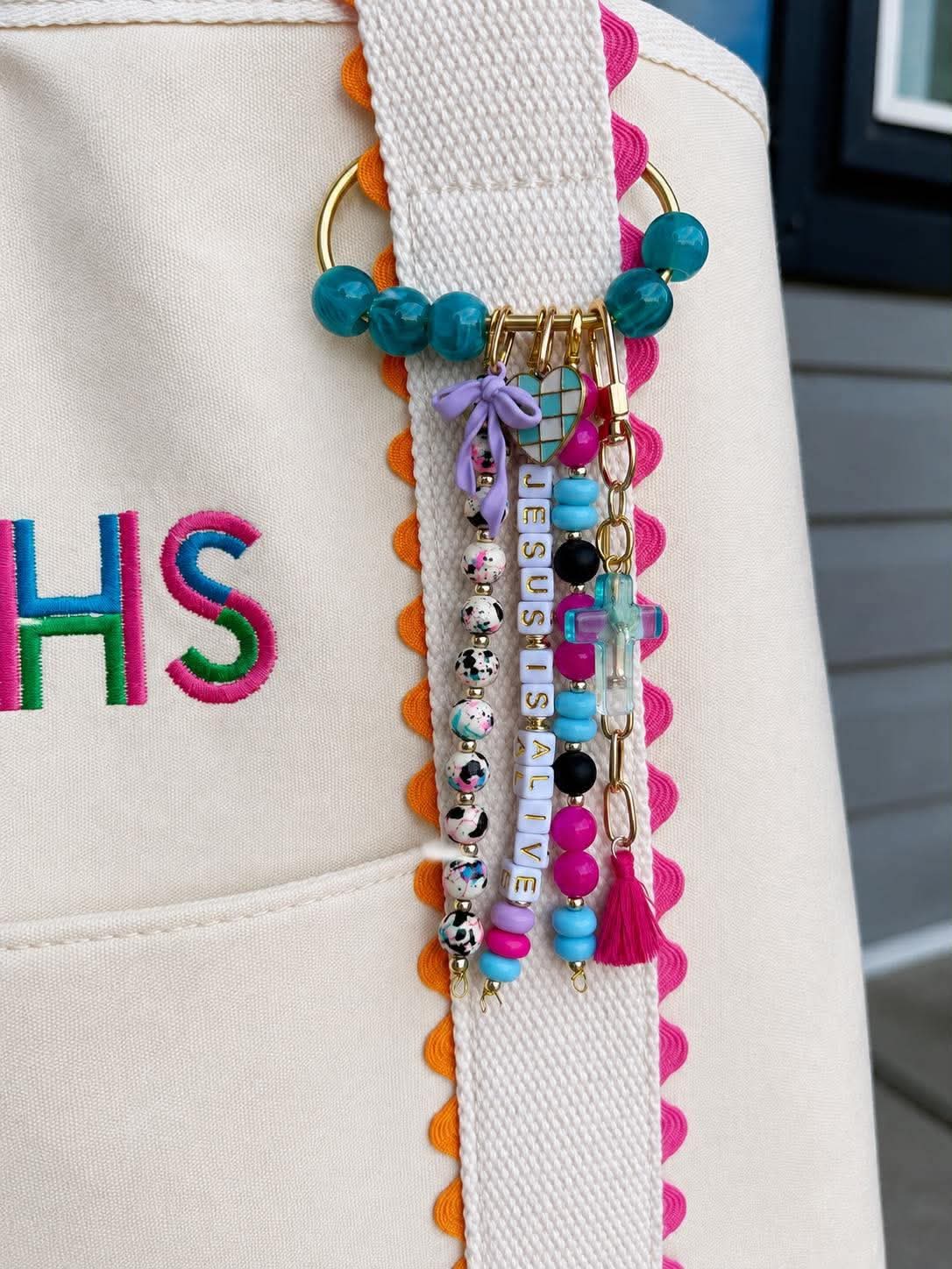 Large Beaded Carabiner Bag Charm