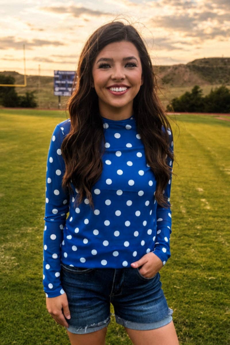 Kickoff Season Blue Mesh Top