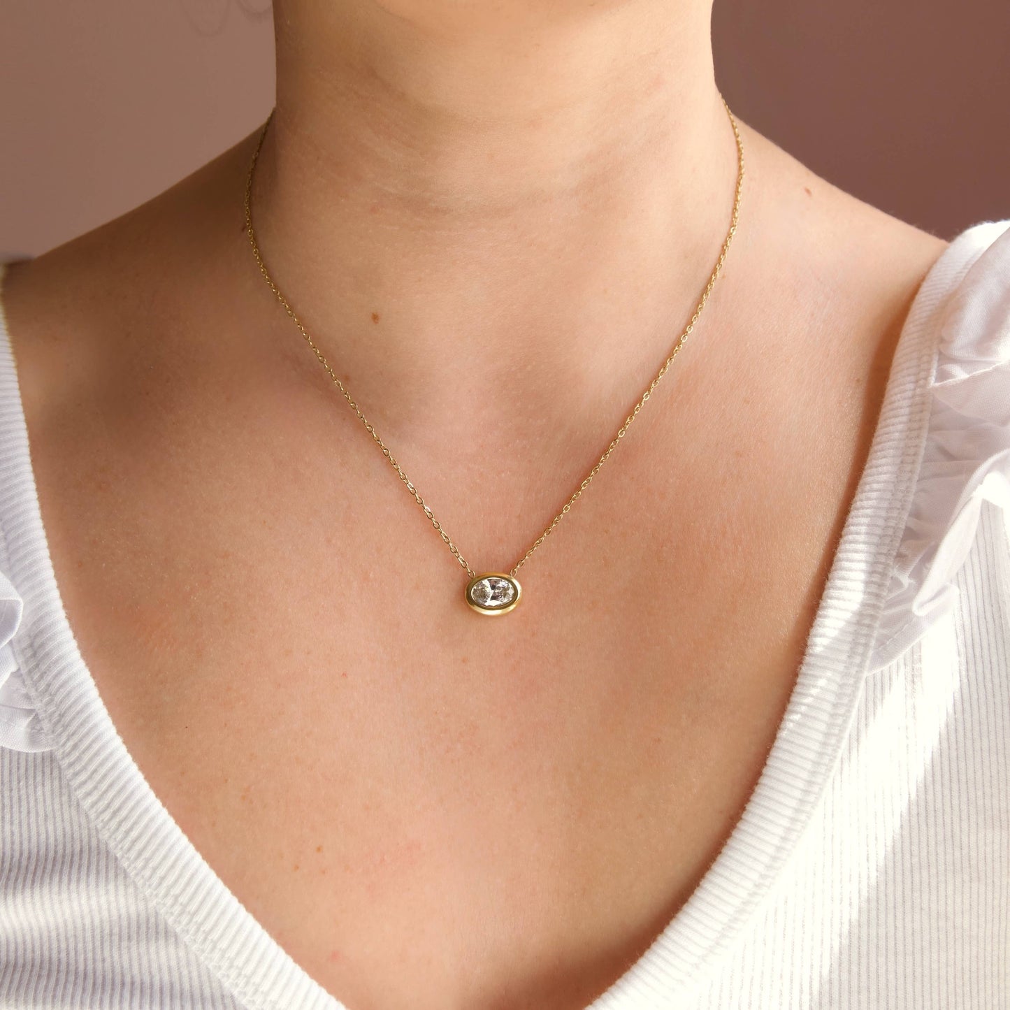 Geometric Gold Diamond Pendant Necklaces - Stainless Steel