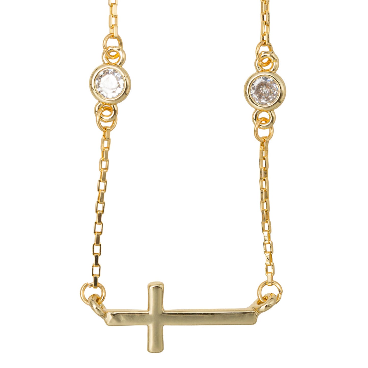 Kids 18K Gold Plated Necklace with Gold Sidways Cross