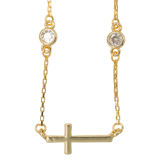 Kids 18K Gold Plated Necklace with Gold Sidways Cross