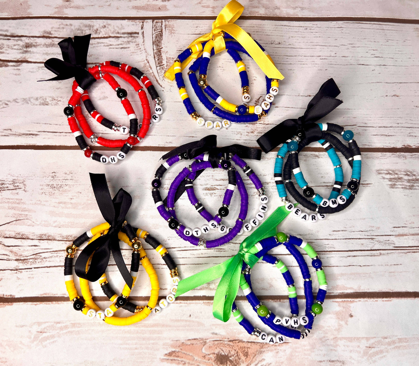 Gameday School Spirit Bracelet Stacks Customized colors: Black / Red