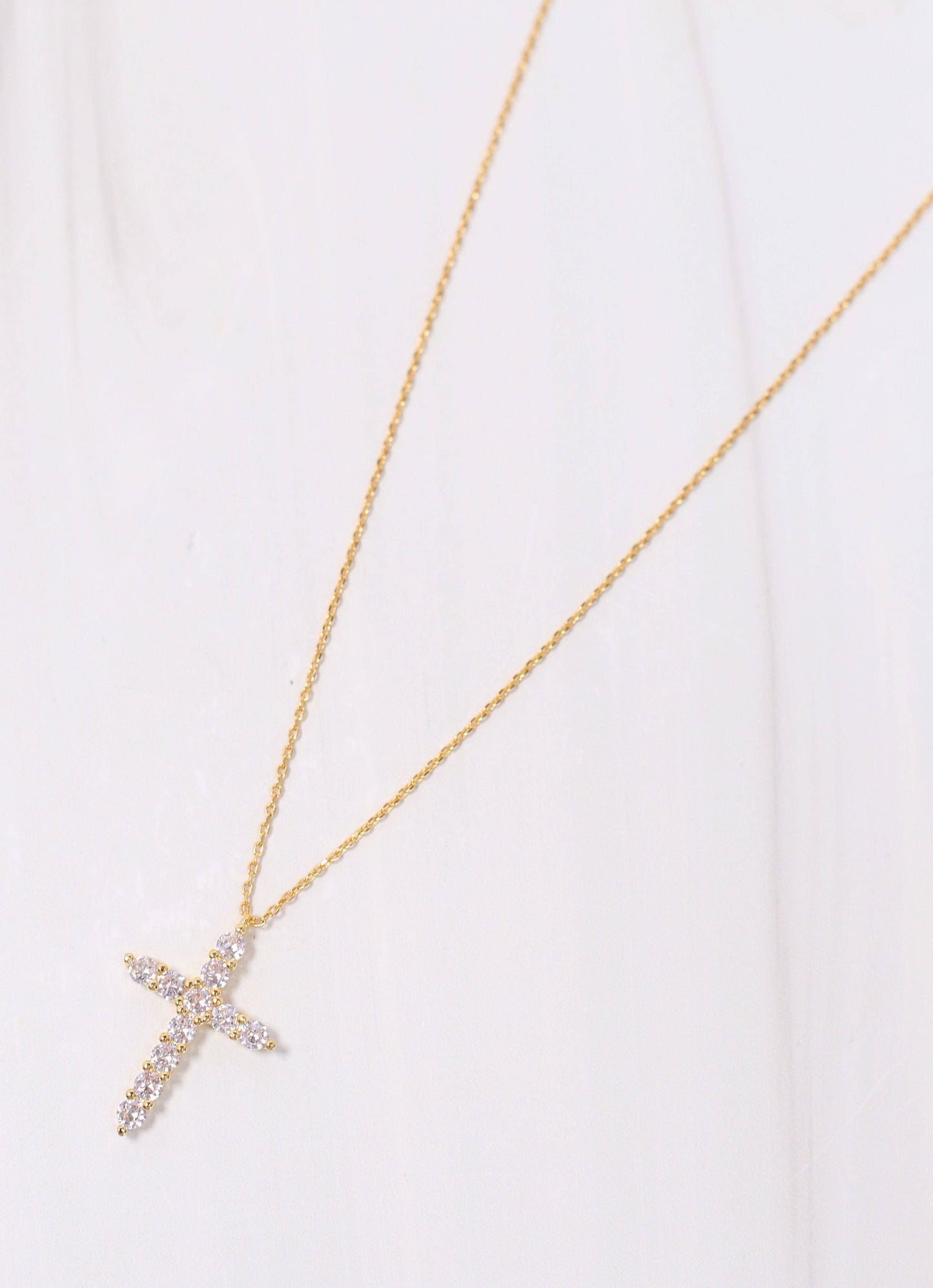 Valencourt CZ Cross Necklace GOLD
