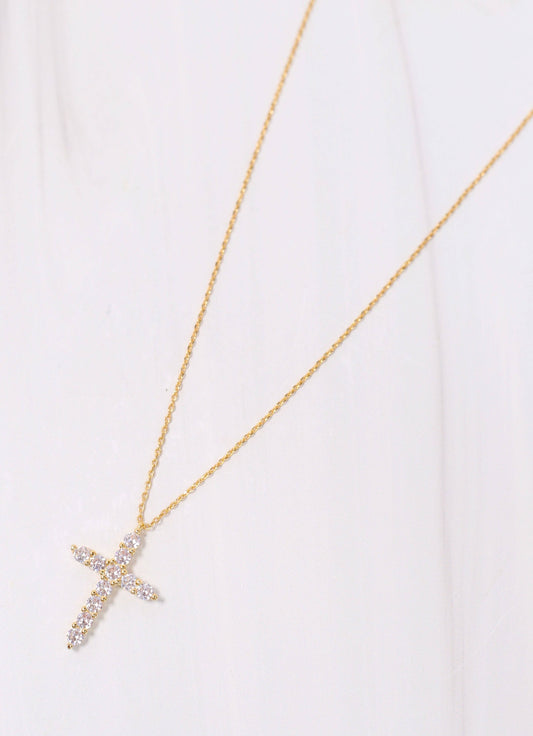 Valencourt CZ Cross Necklace GOLD