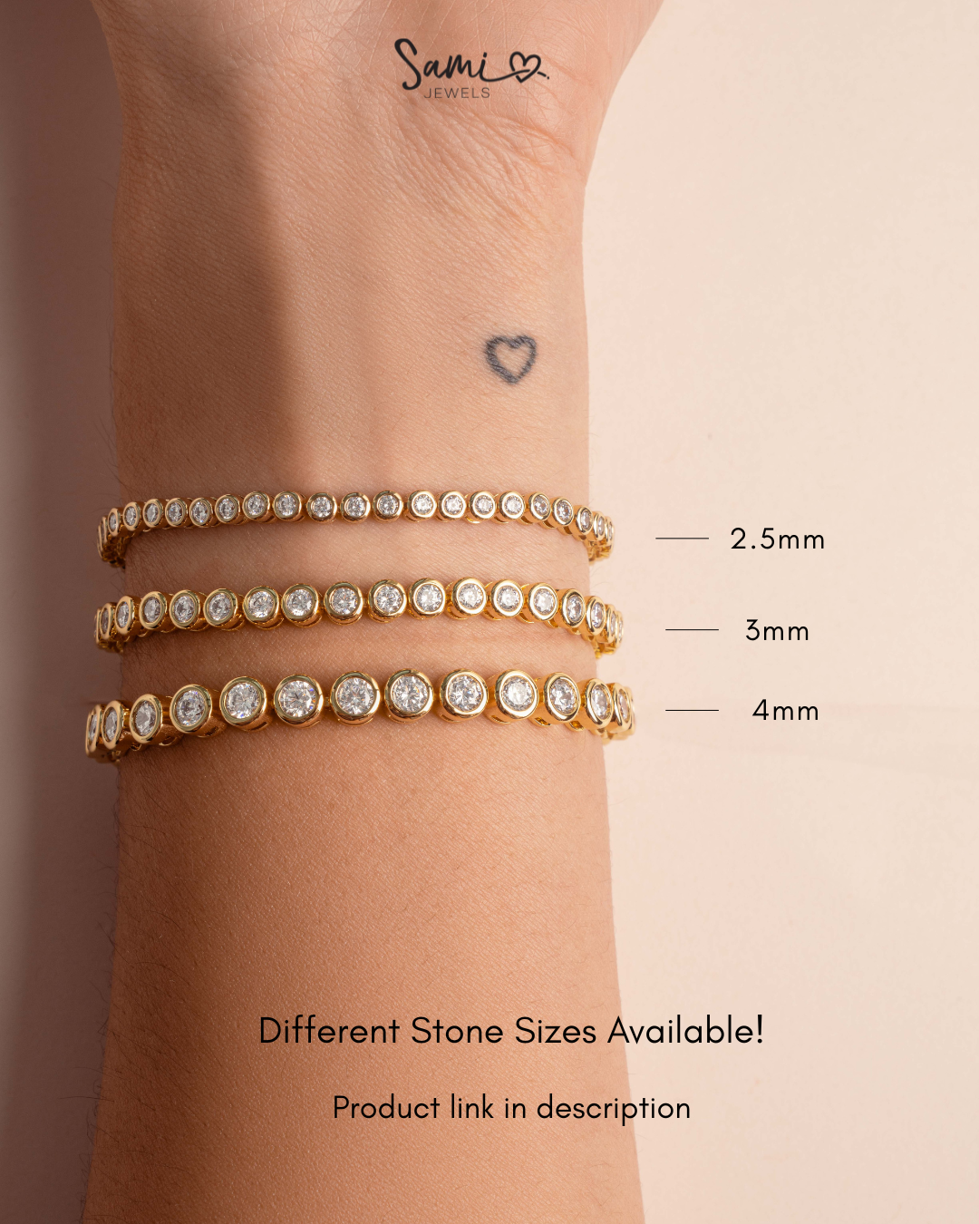 3mm Round Bezel Tennis Bracelet