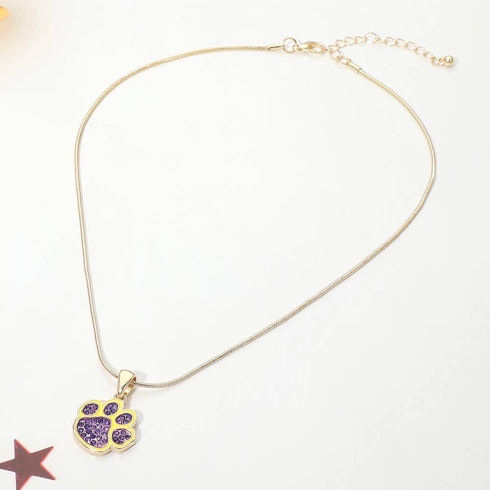 Game Day Football Paw Print Pendant Necklace