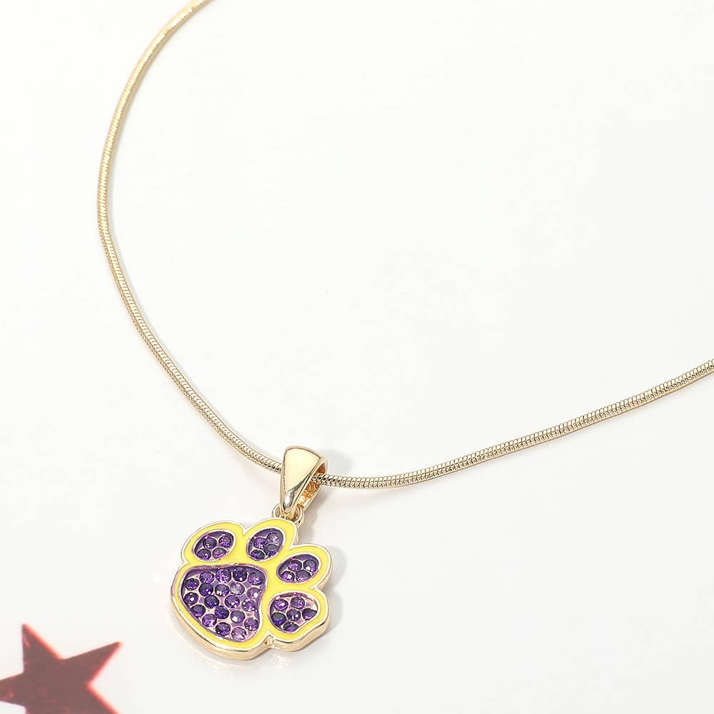 Game Day Football Paw Print Pendant Necklace