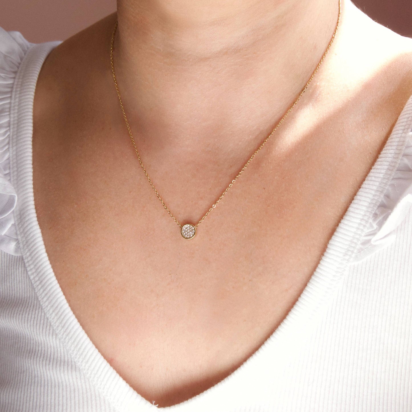 Geometric Gold Diamond Pendant Necklaces - Stainless Steel