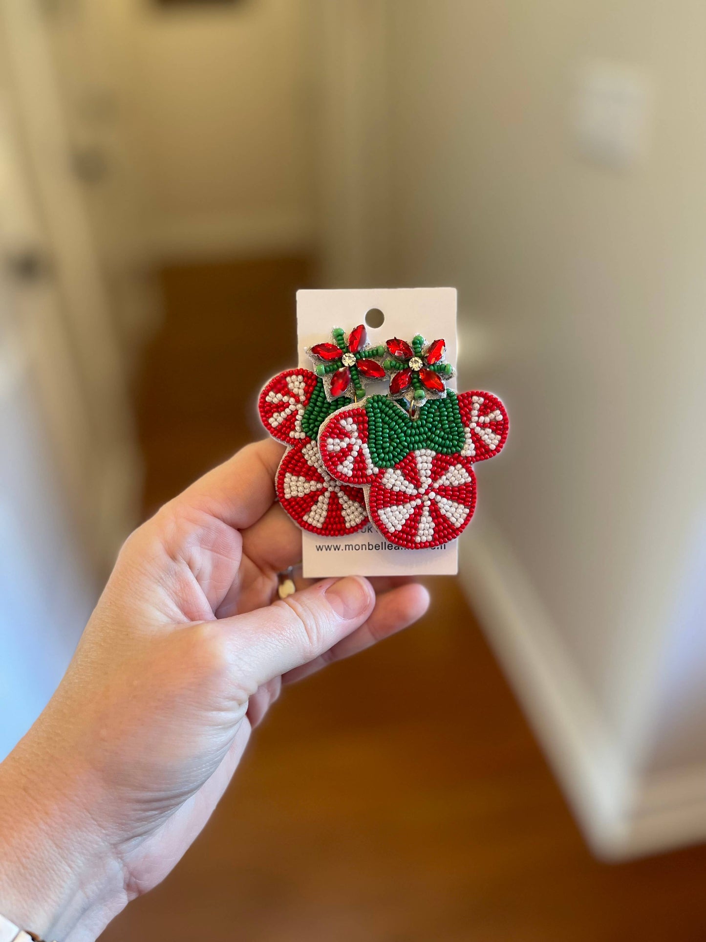 Christmas Peppermint Mouse Earrings