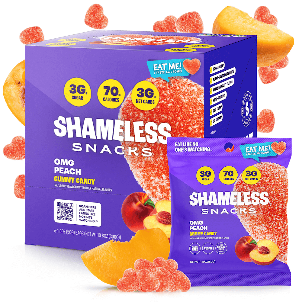 OMG Sour Peach Low Sugar Gummies 1.8oz – 6ct
