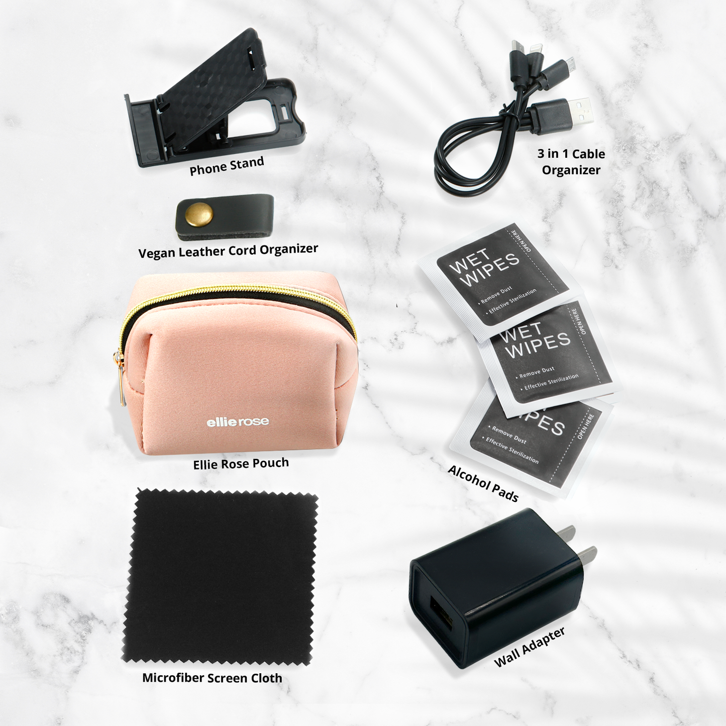 Tech Essentials 8-Piece Kit - Blush Nylon