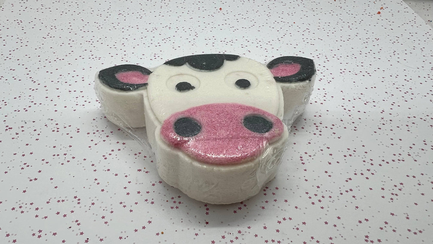 Comfy Cow Bath Pouf - Oatmeal & Honey Scent