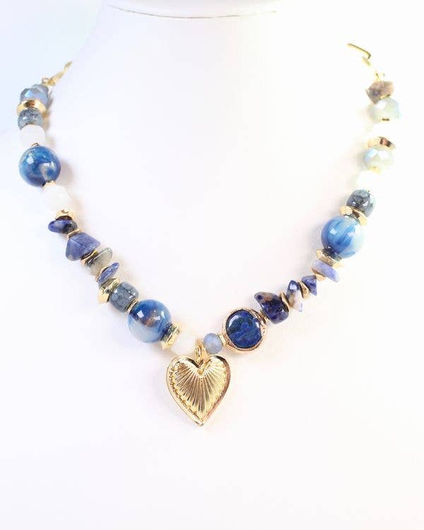Sarasota Stone Charm Necklace Blue
