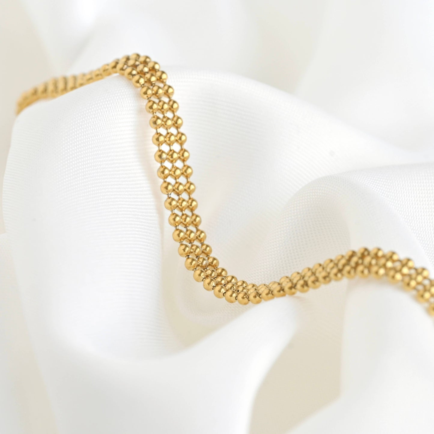 18k Gold Bracelets - Gold Beaded, Paperclip, Tennis Bracelet