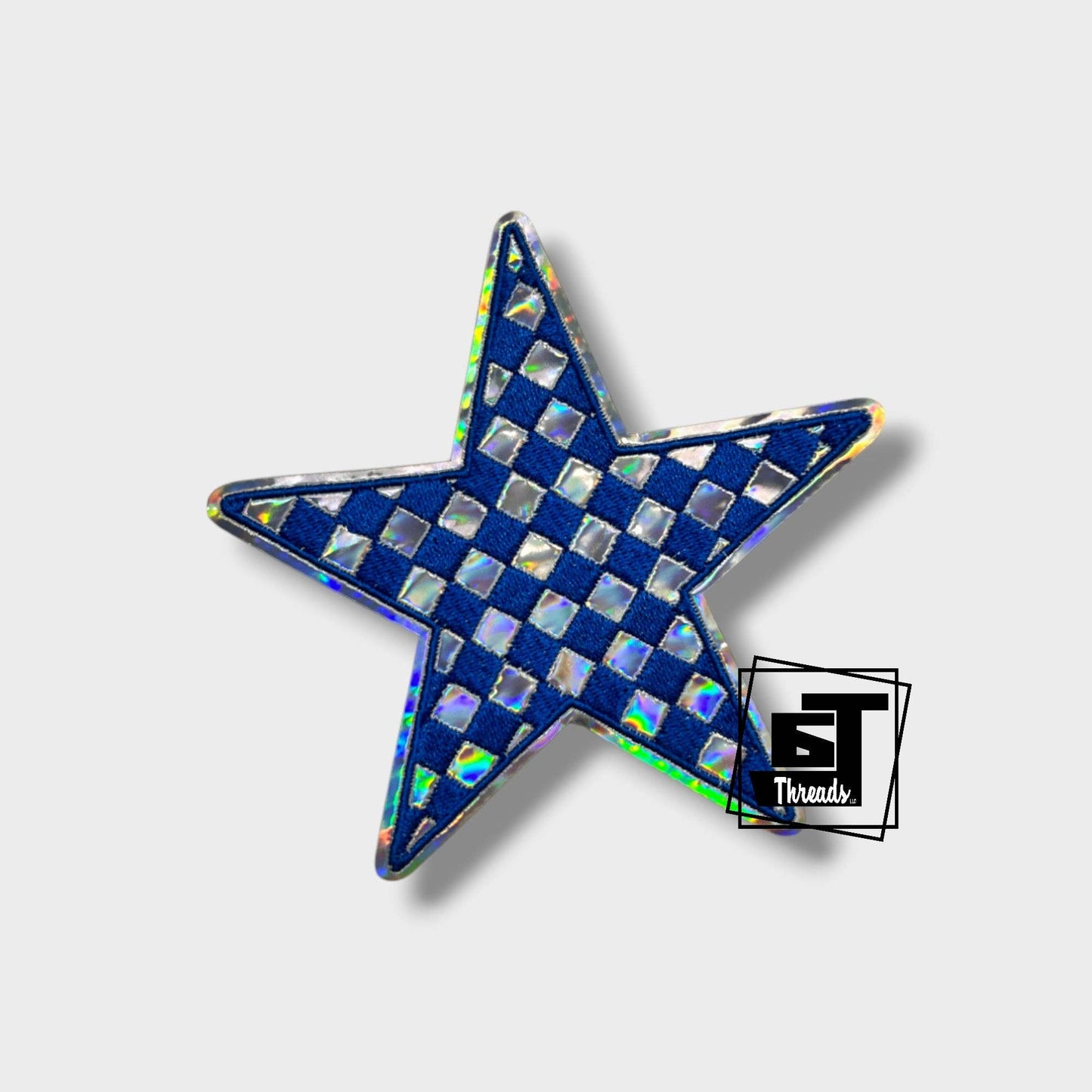 Metallic Checkered Stars....Cap Patches Only